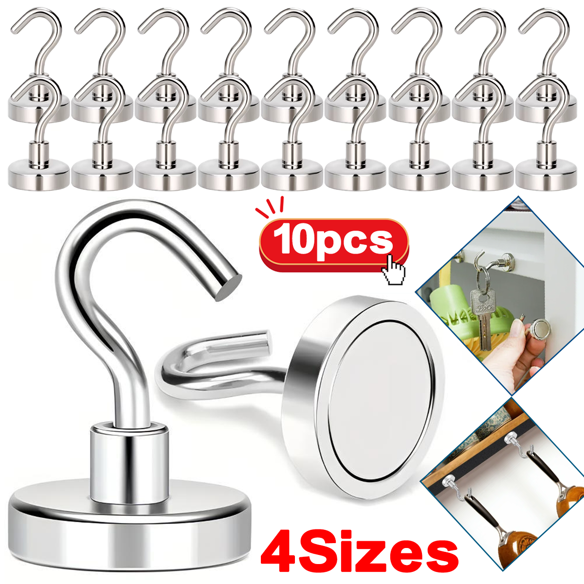 Home Cooking Delivery - 10pcs Premium Stainless Steel Magnetic Hooks