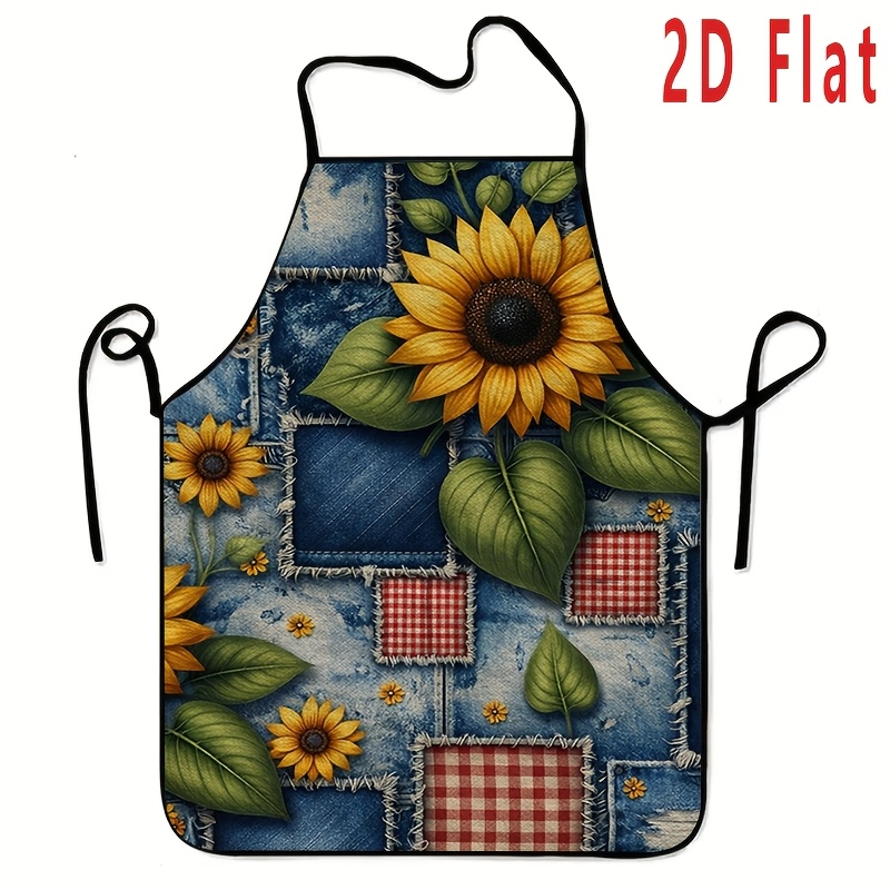 Home Cooking Work - 1Pc Sunflower Patchwork Wind Pattern Apron,