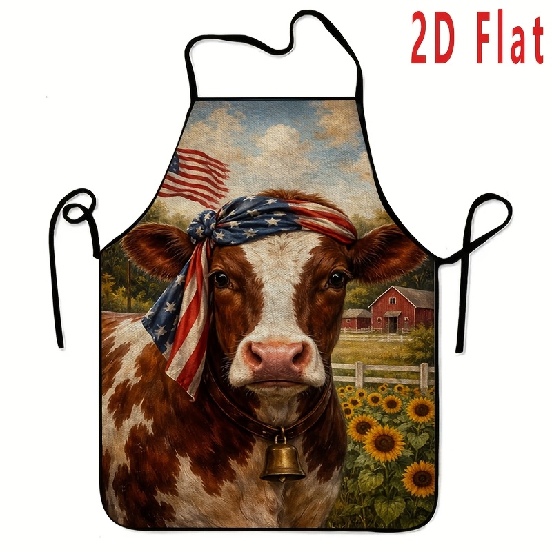 Home Cooking Work - 1 piece 2D flat patriotic cow