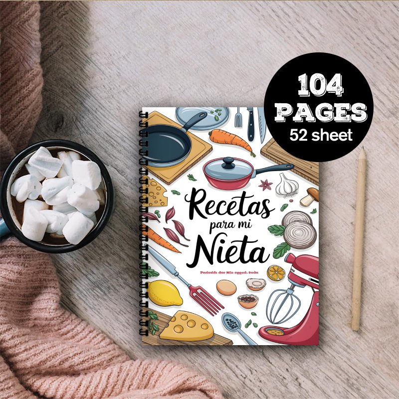 Home Cooking Recipe - A5 Spanish Recipe Notebook, with Spiral