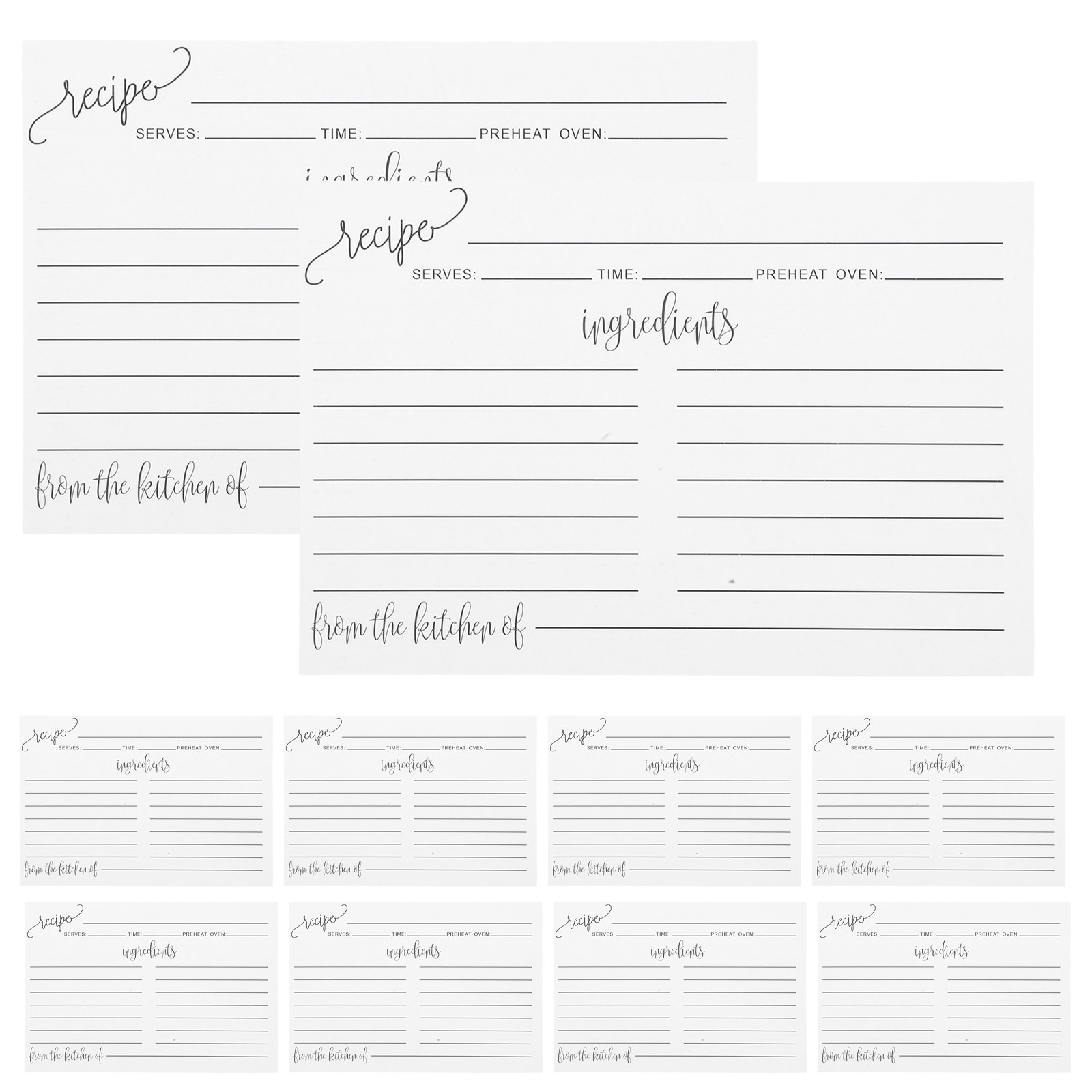 Home Cooking Recipe - 50Pcs Blank Recipe Cards Minimalist Design
